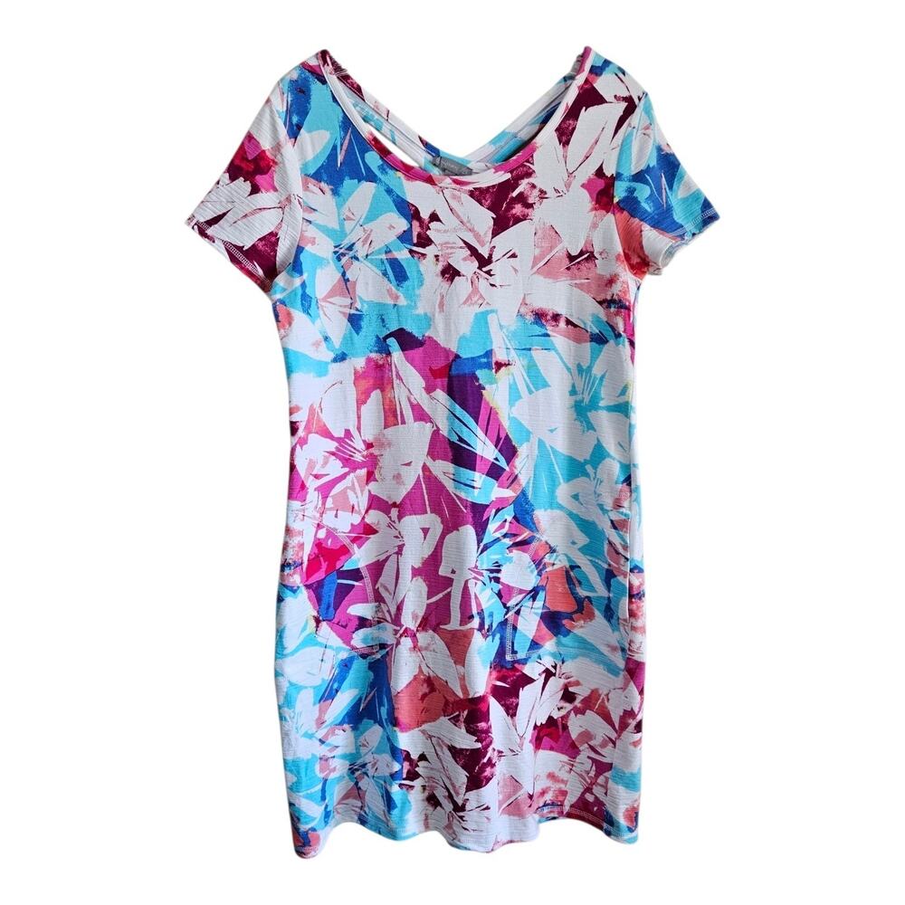 TALBOTS Women's S Dress Tropical Floral SPF50 Cotton Modal Resort Vacation